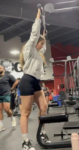 Tall Gym Blonde In Black Shorts (Bends Over)