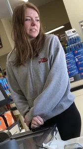 Grocery store employee in Under Armour leggings with an amazing ass and camel toe