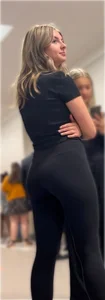 Cute petite blond wearing hot yoga pants