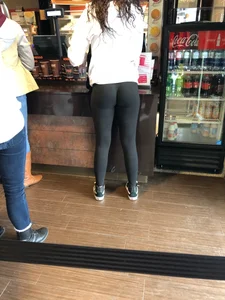 Fit butt in leggings in a cafe creepshots