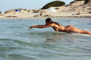 Nude beach and topless girls