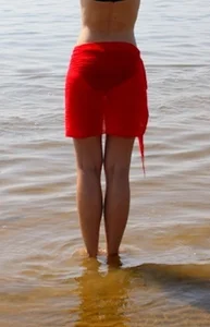Girl Standing in the Water in a Seethrough Skirt Hot Candid Photo