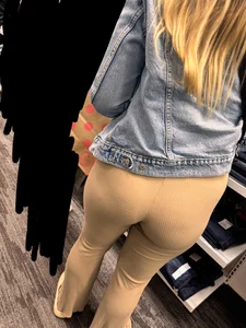 Hot Mom in Tan Ribbed Flares
