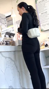 Asian mom nice ass VPL at cake store