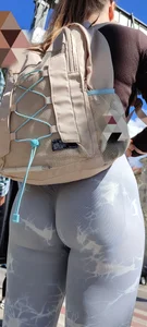 Tight ass eats her leggings  very hot, so close
