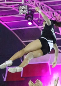 Bunch of athletic Thai cheerleaders at a competition