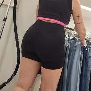 Blessed blonde Brazilian in yoga shorts