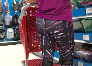 Milf shopping at Target in patterned leggings