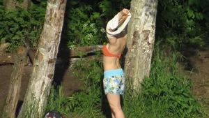 Girl Undressing in the Woods - Countryside Voyeur Candid Photos