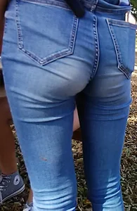Skinny milf in tight jeans with vpl