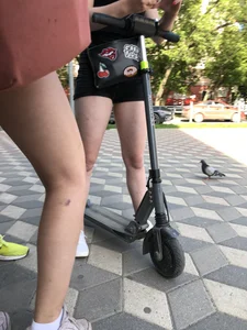 Chubby Teen in Shorts with a Scooter on the Street Candid Pics