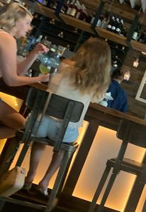 Cute blonde butt sitting with friend