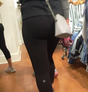 Candid Ass Closeup in Black Yoga Pants Store Closeup
