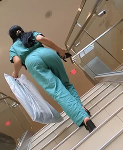 Mall Baddie in Jumpsuit Walking Up The Stairs