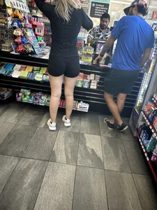 Sexy White Girl Showing VPL + Nice Ass (GasStation)