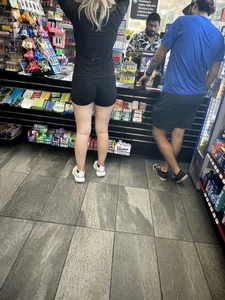 Sexy White Girl Showing VPL + Nice Ass (GasStation)