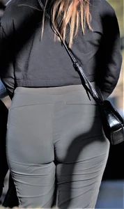 Blonde PAWG in Green Pants