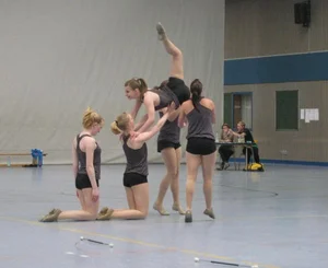 Bunch of cheerleaders training