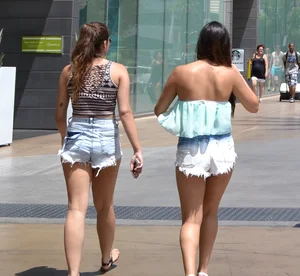 2 sexy friends in cut off shorts in Las Vegas