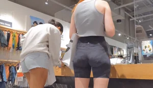 Red head babe with tight Ass in LULU Shorts   / not Oc