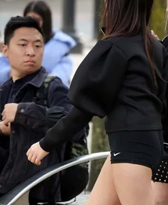 Two teens show off their butt cheeks in short shorts