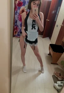Skinny Girl in Socks and a Hot Short Dress Home Mirror Selfie