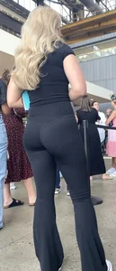 Hot Blonde in Tight Black Flares