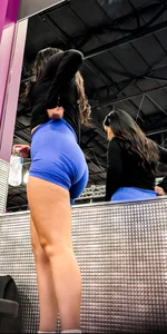 Latina Superhero with perfect Body in blue spandex shorts (OC!)