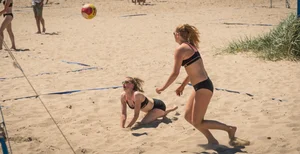 Beach volleyball babes in bikinis