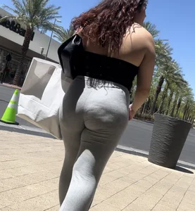 Latina bouncing in thin grey leggings (OC)