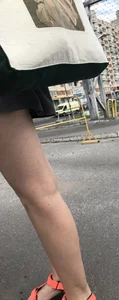 Girl with Nice Pale Legs in a Dress Street Candid Photos