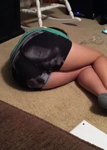 Girlfriend or sister laying down in spandex shorts with a nice ass
