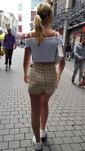 Candid Girl in a Top, Shorts And Sneakers on the Street Creepshots Gallery
