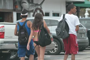 Sexy Florida beach bikini girls, some topless