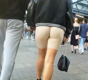 German Girl in Spandex Shorts