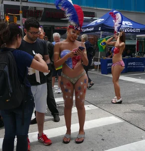 Painted NYC girls in thongs with amazing bodies
