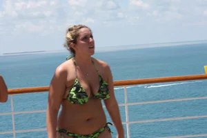 Mostly mature bikini babes on a Carnival cruise