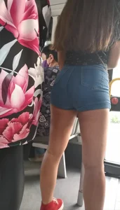 Tight jean shorts in the bus