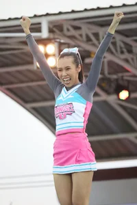 Bunch of athletic Thai cheerleaders at a competition