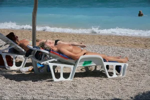 Nude beach girls in Baska, Croatia