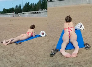Sexy beach and poolside girls in swimsuits, mostly candid