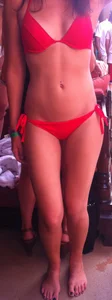 Hot Slim Girl in Red Swimsuit Creepshots