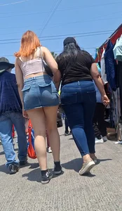 [oc] Beautiful lady with nice legs and sexy denim skirt
