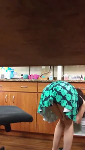 Skinny Candid Girl in a Skirt Bending Over Creepshot