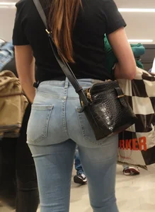 Milf with a very sexy ass in tight blue jeans, a great collection of creepshots