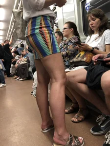 Stocky Milf in Sandals and Short Skirt Subway Train Creepshots