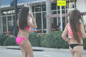 Sexy Florida beach bikini girls, some topless