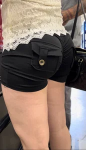 HOT ass MOM in BLACK GYM SHORTS
