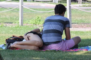 Cutie at the park upskirted showing her white panties