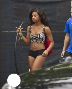 Sexy black teen hula hoop girl in tiny black shorts showing her cheeks